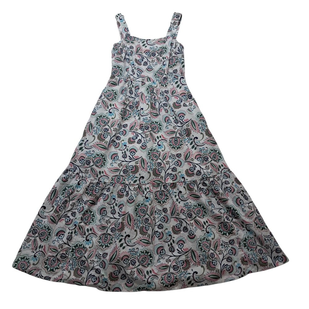 Talbots Floral Paisley Maxi Dress in White, Teal, Pink, Navy